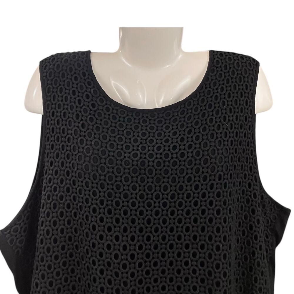 Talbots Women's Black Embroidered Lace Overlay Sleeveless Blouse SZ 3X - Picture 3 of 7